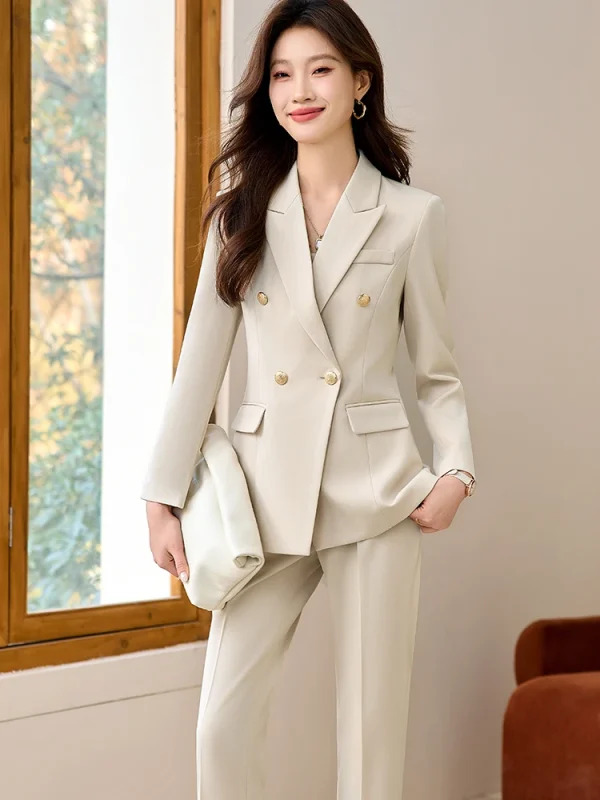 Formal Office Style Single Breasted Blazer And Pant 2 Piece Suit - Image 10