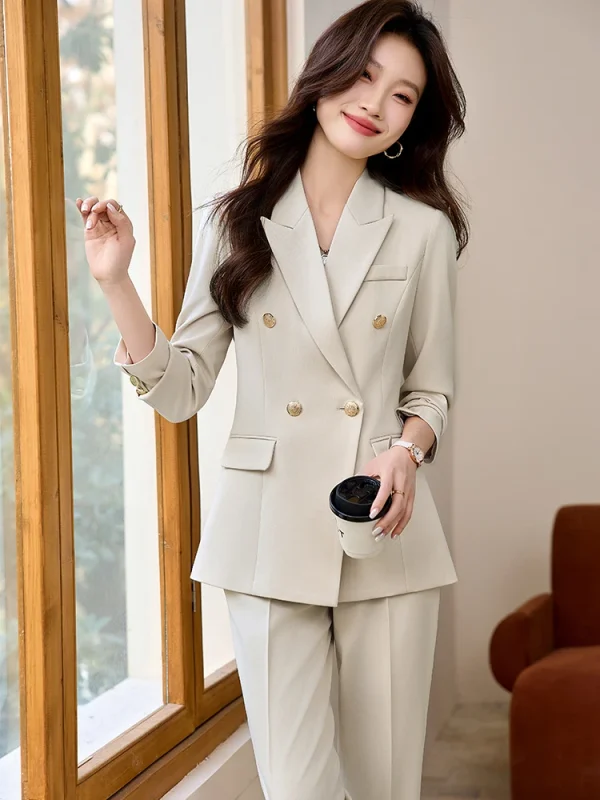 Formal Office Style Single Breasted Blazer And Pant 2 Piece Suit - Image 9