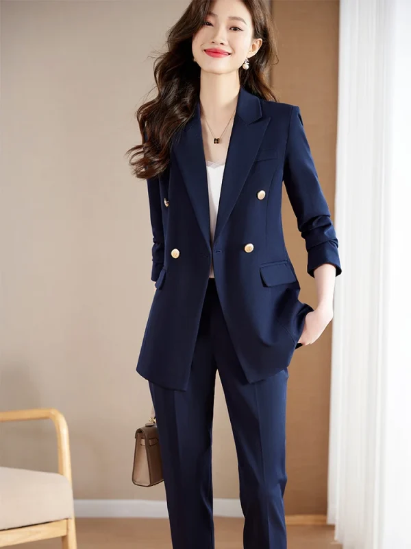Formal Office Style Single Breasted Blazer And Pant 2 Piece Suit - Image 3