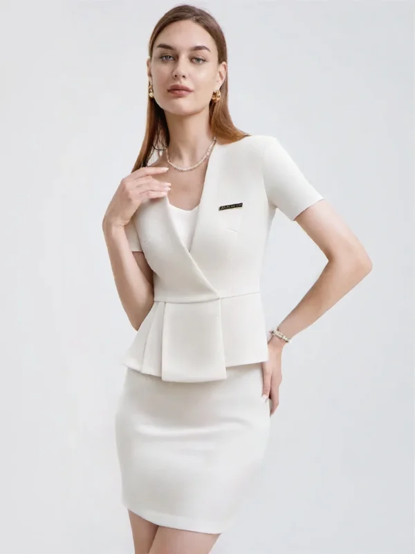 Formal Short Sleeve Office Style Skirt And Tops Business Suits - Image 5