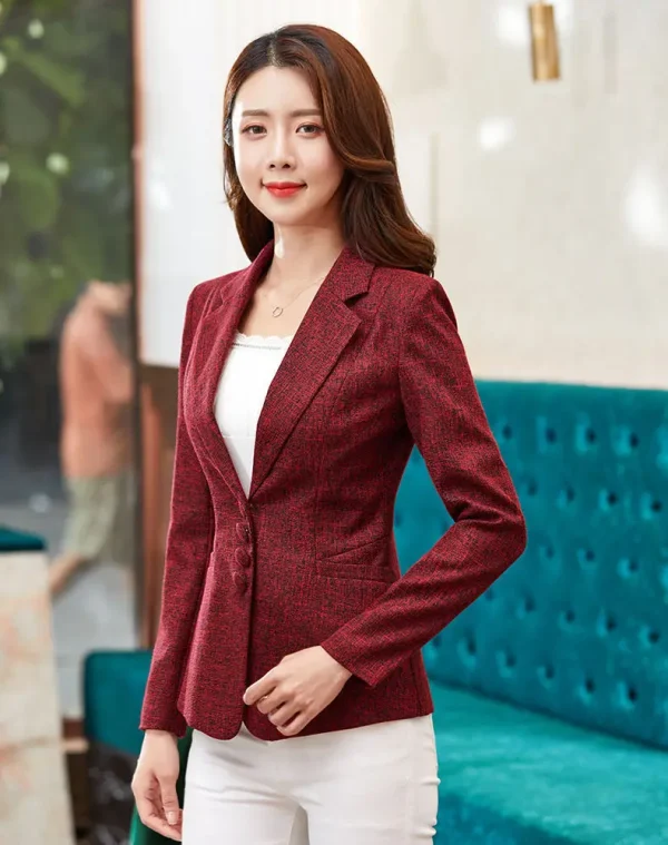 Formal Slim Single Breasted Business Style Medium Stretch Blazer - Image 3