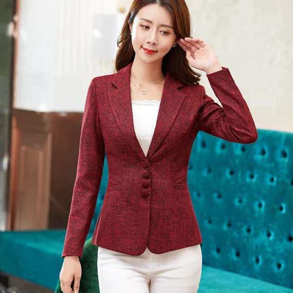 Formal Slim Single Breasted Business Style Medium Stretch Blazer - Image 2