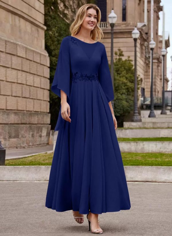 Gorgeous Jewel Neck Half Sleeves A-Line Ankle-Length Wedding Guest Dresses - Image 5