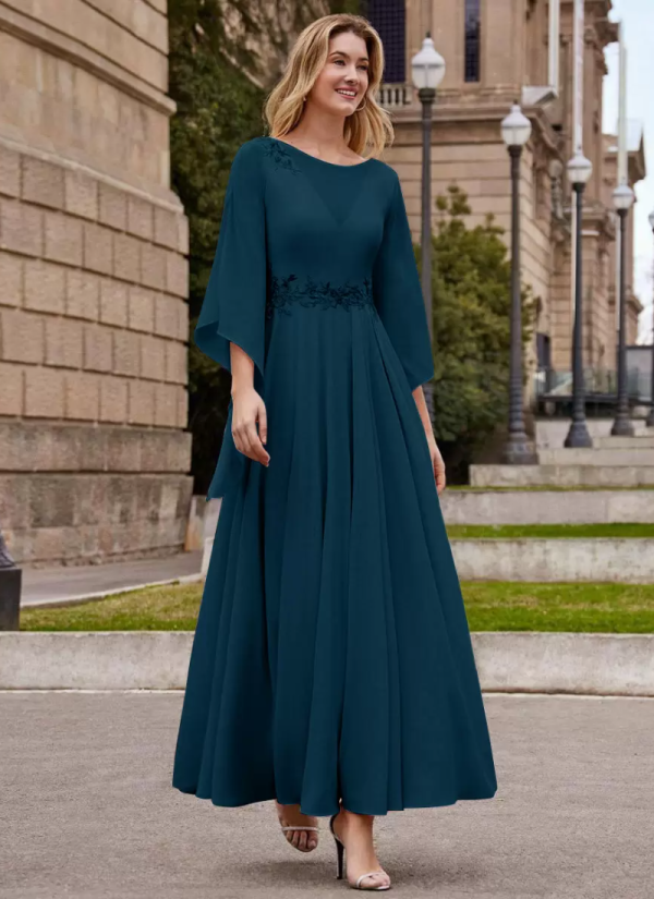 Gorgeous Jewel Neck Half Sleeves A-Line Ankle-Length Wedding Guest Dresses - Image 10