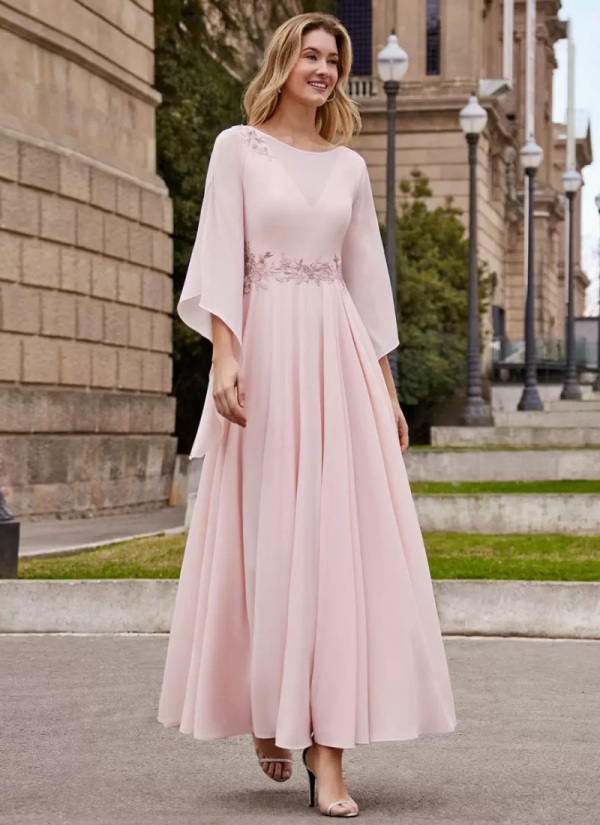 Gorgeous Jewel Neck Half Sleeves A-Line Ankle-Length Wedding Guest Dresses - Image 7