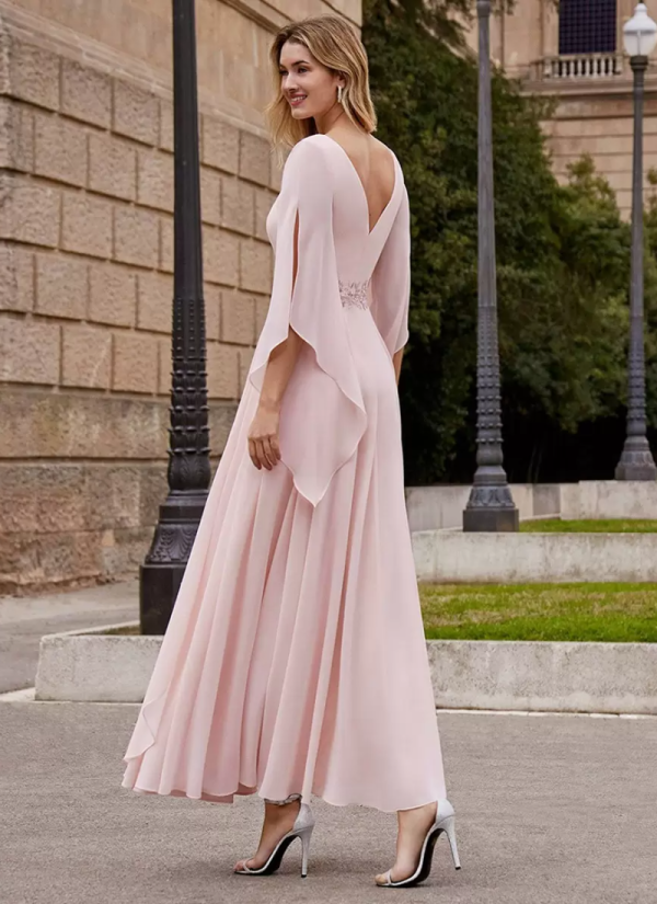 Gorgeous Jewel Neck Half Sleeves A-Line Ankle-Length Wedding Guest Dresses - Image 6
