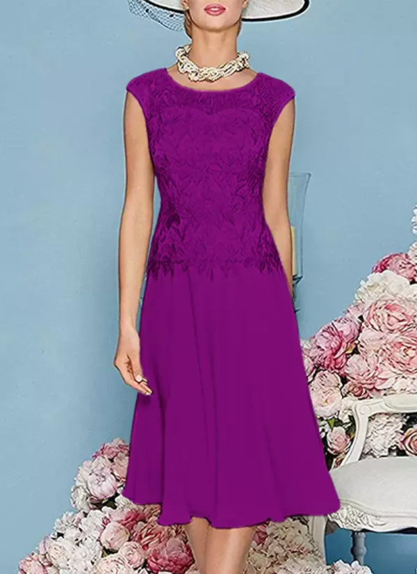 Gorgeous Jewel Neck Three Quarters Sleeves Knee-Length A-Line Guest Dresses - Image 11