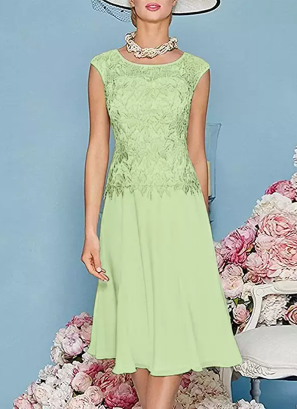 Gorgeous Jewel Neck Three Quarters Sleeves Knee-Length A-Line Guest Dresses - Image 8