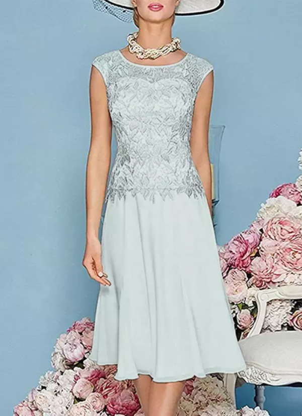 Gorgeous Jewel Neck Three Quarters Sleeves Knee-Length A-Line Guest Dresses - Image 16