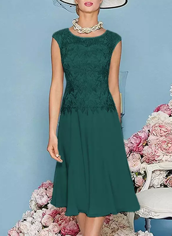 Gorgeous Jewel Neck Three Quarters Sleeves Knee-Length A-Line Guest Dresses - Image 10