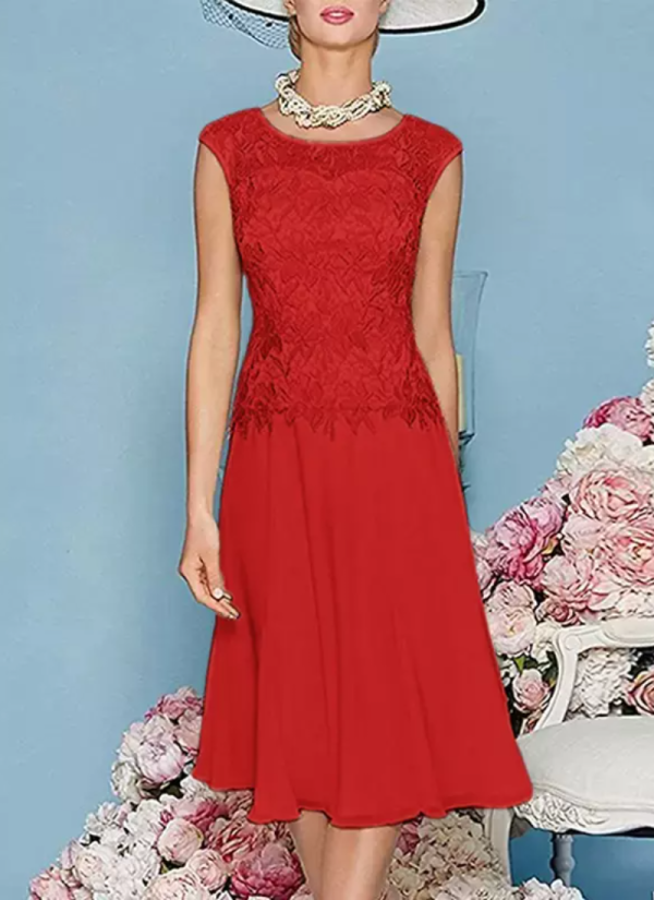 Gorgeous Jewel Neck Three Quarters Sleeves Knee-Length A-Line Guest Dresses - Image 12
