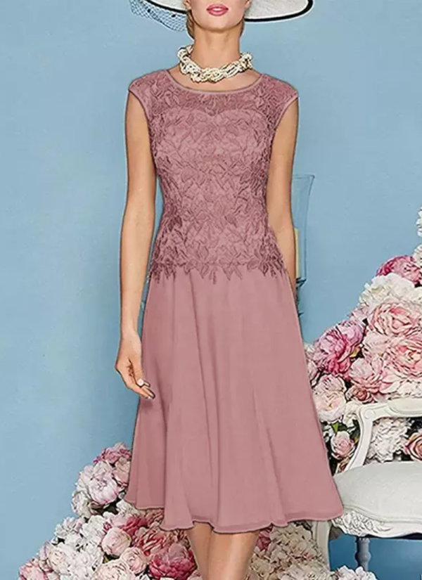 Gorgeous Jewel Neck Three Quarters Sleeves Knee-Length A-Line Guest Dresses - Image 9