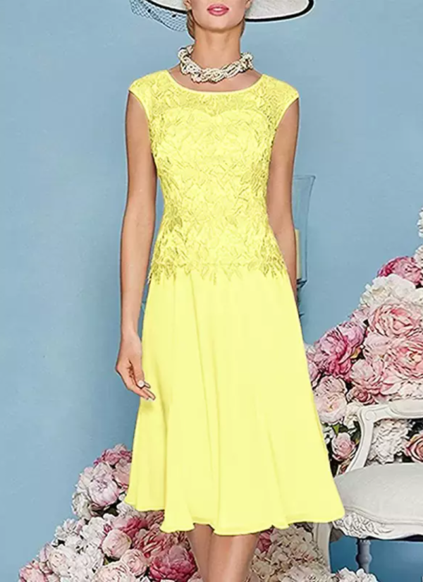 Gorgeous Jewel Neck Three Quarters Sleeves Knee-Length A-Line Guest Dresses - Image 2