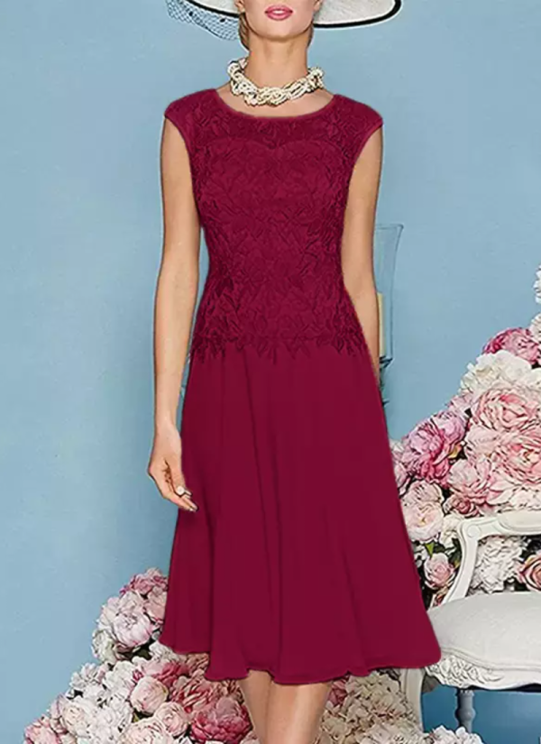 Gorgeous Jewel Neck Three Quarters Sleeves Knee-Length A-Line Guest Dresses