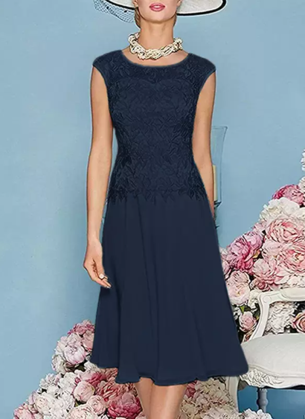 Gorgeous Jewel Neck Three Quarters Sleeves Knee-Length A-Line Guest Dresses - Image 3