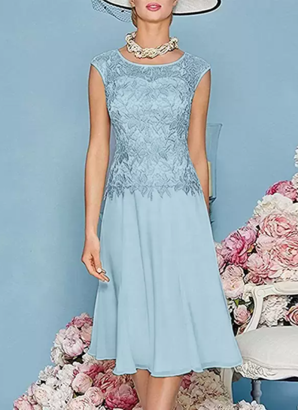 Gorgeous Jewel Neck Three Quarters Sleeves Knee-Length A-Line Guest Dresses - Image 17