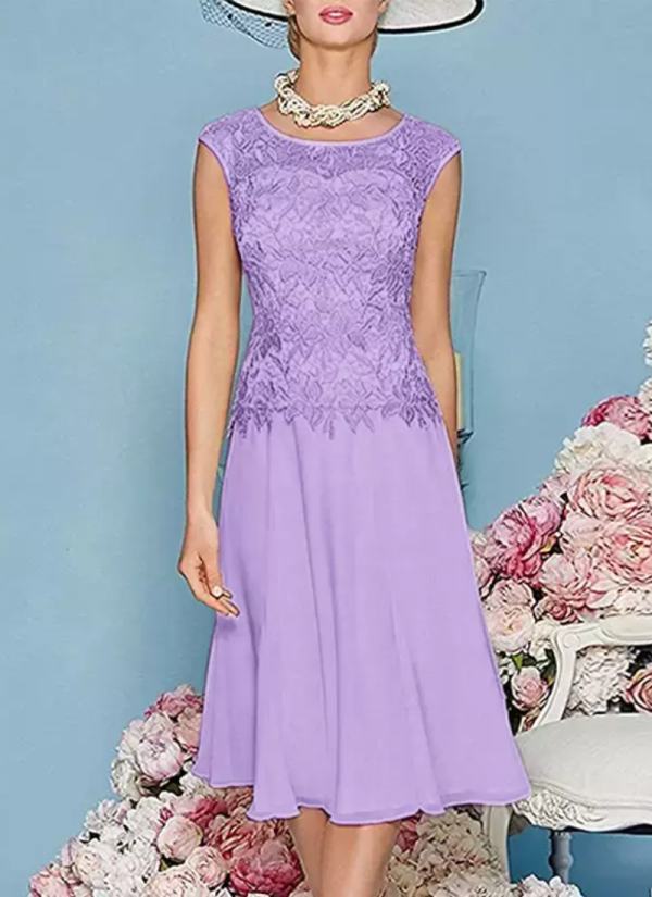 Gorgeous Jewel Neck Three Quarters Sleeves Knee-Length A-Line Guest Dresses - Image 7
