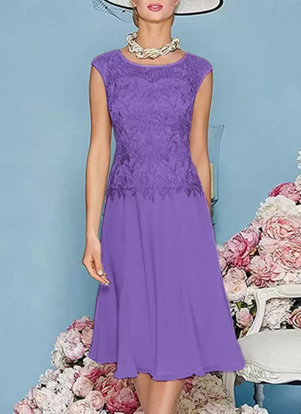 Gorgeous Jewel Neck Three Quarters Sleeves Knee-Length A-Line Guest Dresses - Image 5