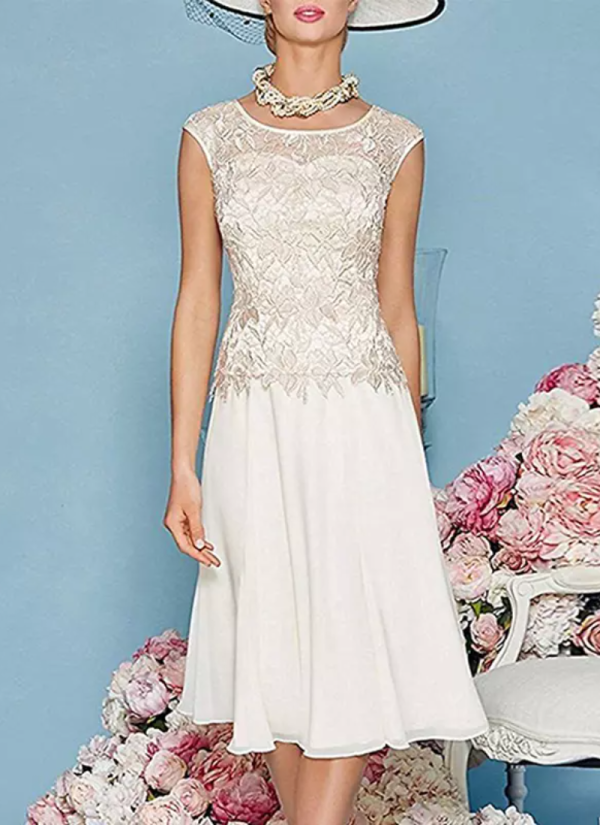 Gorgeous Jewel Neck Three Quarters Sleeves Knee-Length A-Line Guest Dresses - Image 4