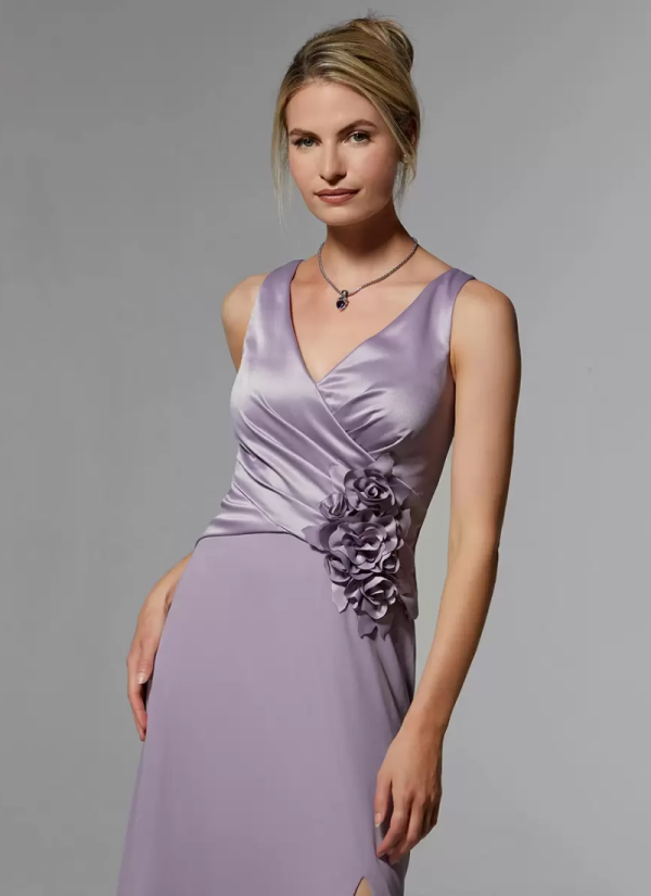 Gorgeous V-Neck Sleeveless Mermaid Flowers With Train Dresses - Image 2