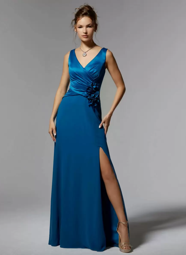 Gorgeous V-Neck Sleeveless Mermaid Flowers With Train Dresses - Image 4