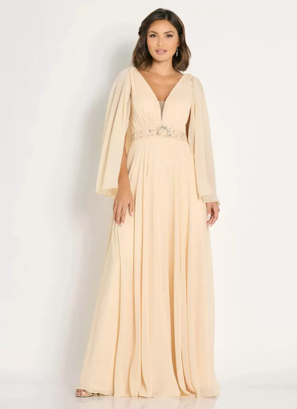 Gorgeous Vintage V-Neck Sleeveless A-Line Sash Guest Dresses