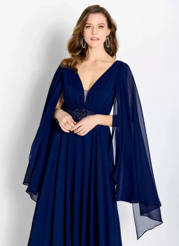 Gorgeous Vintage V-Neck Sleeveless A-Line Sash Guest Dresses - Image 5