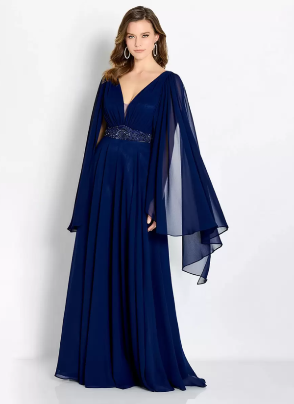 Gorgeous Vintage V-Neck Sleeveless A-Line Sash Guest Dresses - Image 3