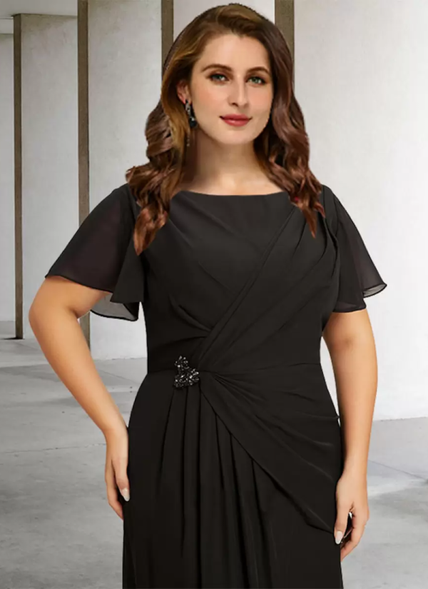 Jewel Neck Short Sleeves A-Line Applique Floor-Length Wedding Guest Dresses - Image 2