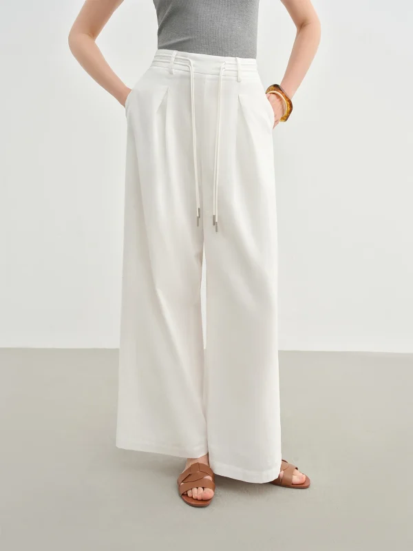 Linen Drawstring Wide-leg Cotton Knitted Drape Loose High Waist Slim Casual Pants - Image 6