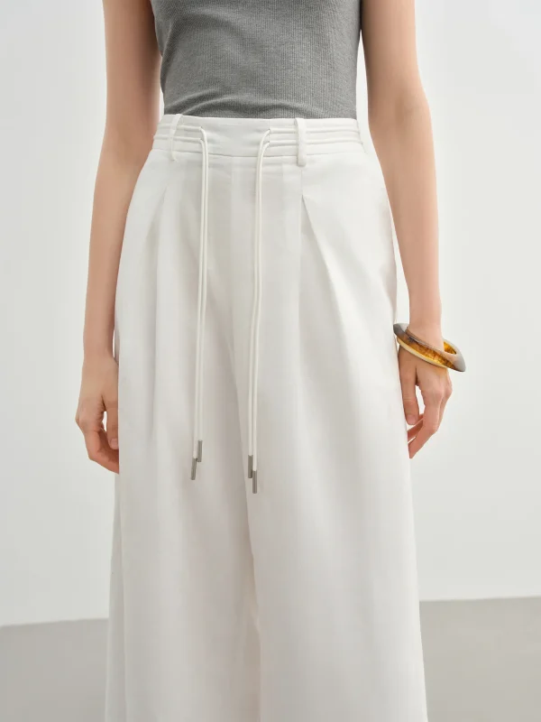Linen Drawstring Wide-leg Cotton Knitted Drape Loose High Waist Slim Casual Pants - Image 7