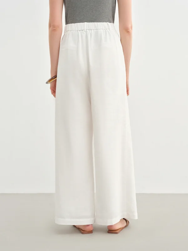 Linen Drawstring Wide-leg Cotton Knitted Drape Loose High Waist Slim Casual Pants - Image 8