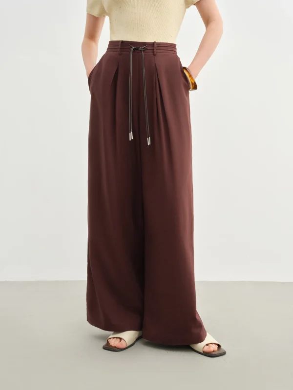 Linen Drawstring Wide-leg Cotton Knitted Drape Loose High Waist Slim Casual Pants - Image 10
