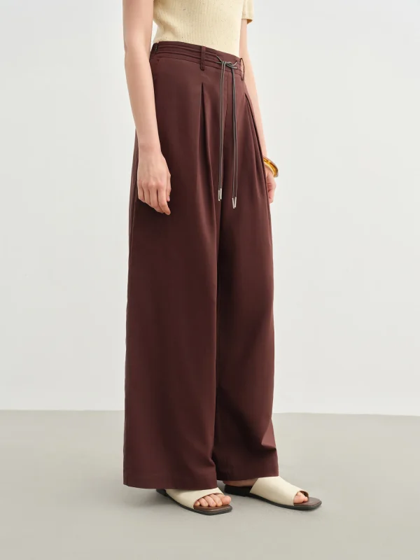 Linen Drawstring Wide-leg Cotton Knitted Drape Loose High Waist Slim Casual Pants - Image 12