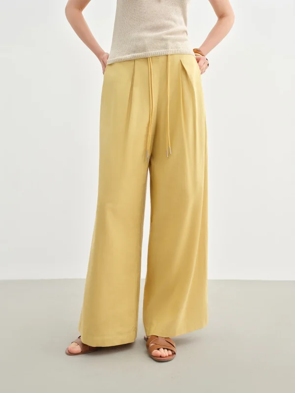 Linen Drawstring Wide-leg Cotton Knitted Drape Loose High Waist Slim Casual Pants - Image 3