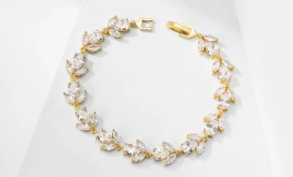 Luxury AAA Cubic Zirconia High Quality Leaf Charm Bracelet Bangles - Image 2