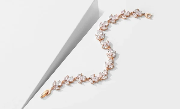 Luxury AAA Cubic Zirconia High Quality Leaf Charm Bracelet Bangles - Image 5