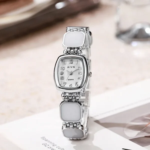 Luxury Alloy Number Dial Vintage Simple Minimalist Clock Buckle Bracelet Quartz Watch - Image 3