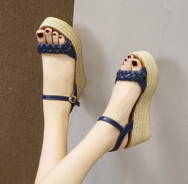Luxury Comfortable Back Strap Buckles Heel Wedges Sandals - Image 13