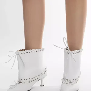 Luxury Circumference Polyurethane Pointed Toe Kitten Heel Ankle Boots