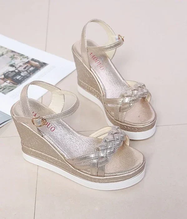 Luxury Back Strap Comfortable PVC Outdoor Wedges Heel Sandals - Image 3