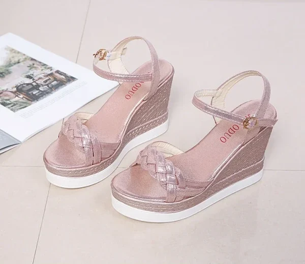 Luxury Back Strap Comfortable PVC Outdoor Wedges Heel Sandals - Image 9