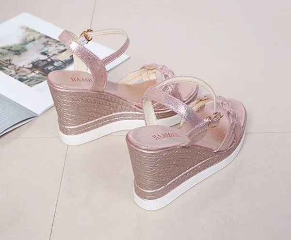 Luxury Back Strap Comfortable PVC Outdoor Wedges Heel Sandals - Image 10