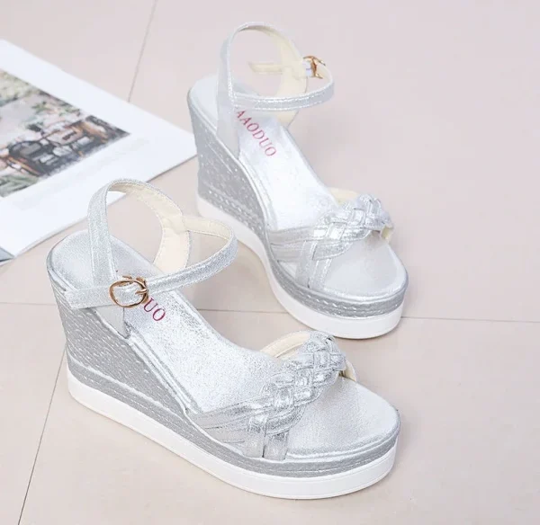 Luxury Back Strap Comfortable PVC Outdoor Wedges Heel Sandals - Image 5