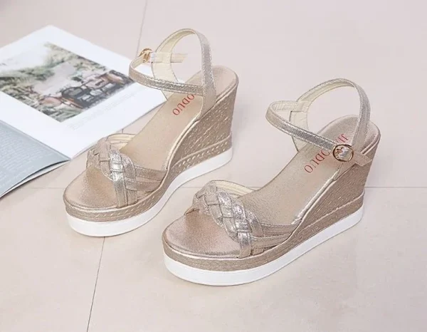 Luxury Back Strap Comfortable PVC Outdoor Wedges Heel Sandals - Image 4