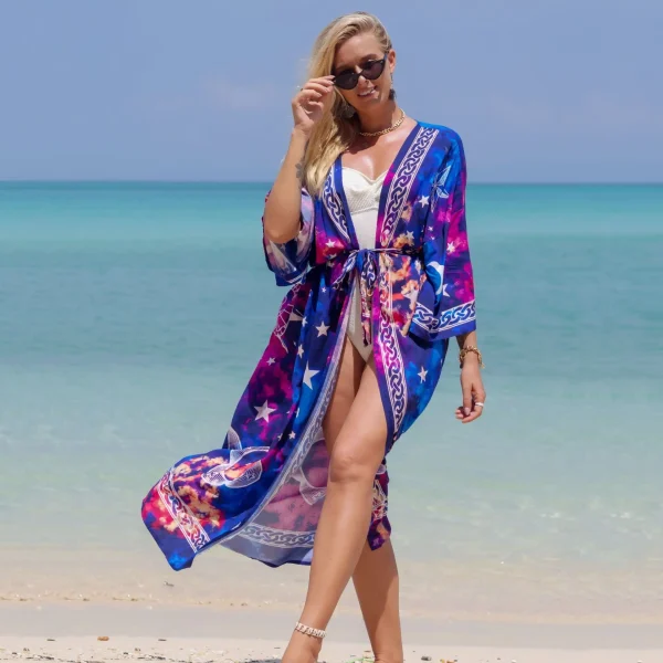 Luxury Cover Up Printed Kimono for Sea Boho Cover up Long Swimsuit