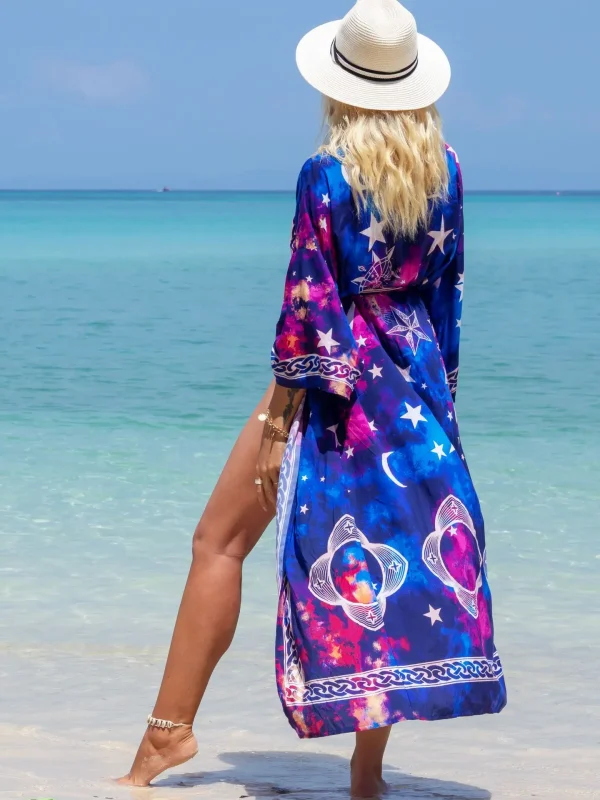 Luxury Cover Up Printed Kimono for Sea Boho Cover up Long Swimsuit - Image 8