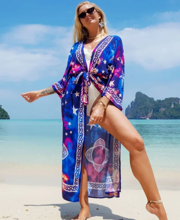 Luxury Cover Up Printed Kimono for Sea Boho Cover up Long Swimsuit - Image 6