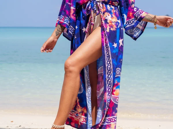 Luxury Cover Up Printed Kimono for Sea Boho Cover up Long Swimsuit - Image 4