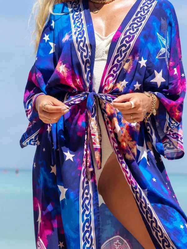 Luxury Cover Up Printed Kimono for Sea Boho Cover up Long Swimsuit - Image 5
